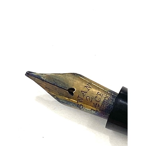 434 - Hallmarked solid 15ct gold swan fountain pen, both body and lid stamped 15ct, patent January 1915 gr... 