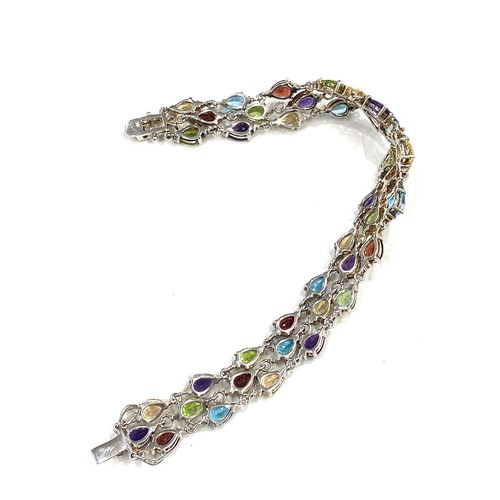 521 - Silver QVC bracelet set with multi coloured stones, approximate weight 25g