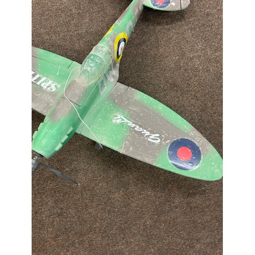 268 - Large model spitfire air craft measures approx 29 inches long by 34 inches width wing to wing