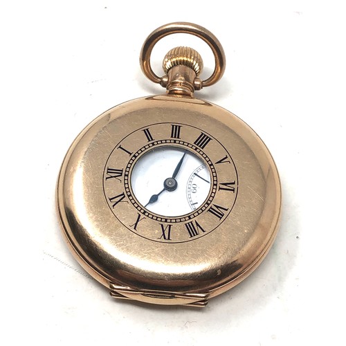 366 - Antique gold plated half hunter pocket watch the watch is ticking