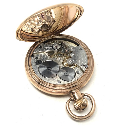 366 - Antique gold plated half hunter pocket watch the watch is ticking