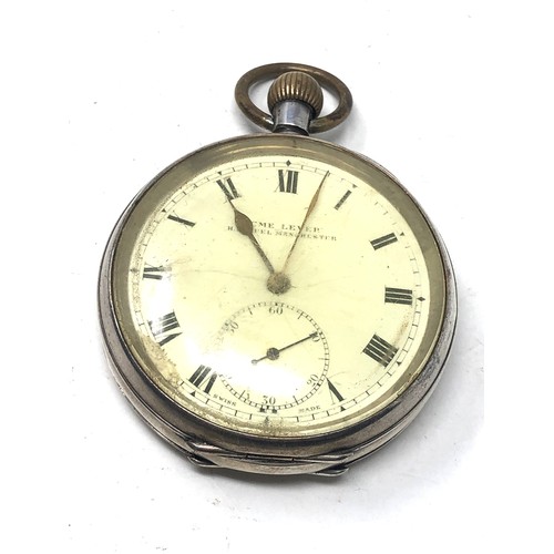 361 - Antique silver open face pocket watch h.samuel manchester the watch is ticking metal watch bow