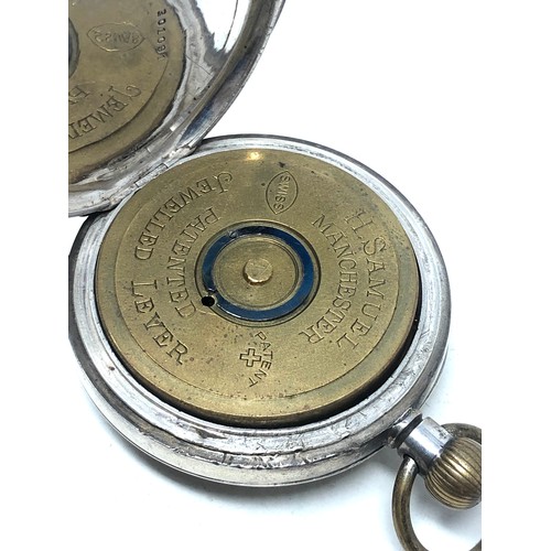 361 - Antique silver open face pocket watch h.samuel manchester the watch is ticking metal watch bow