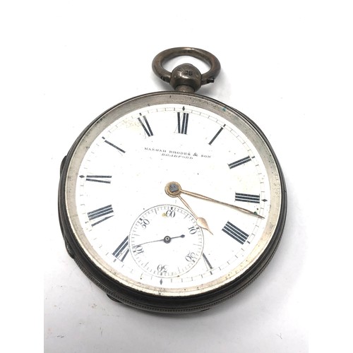 365 - Antique silver open face fusee pocket watch manoah rhodes bradford the watch is not ticking