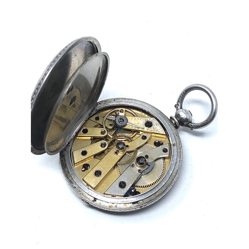 359 - Antique ladies silver half hunter pocket watch Grinberg & reichman the watch is ticking