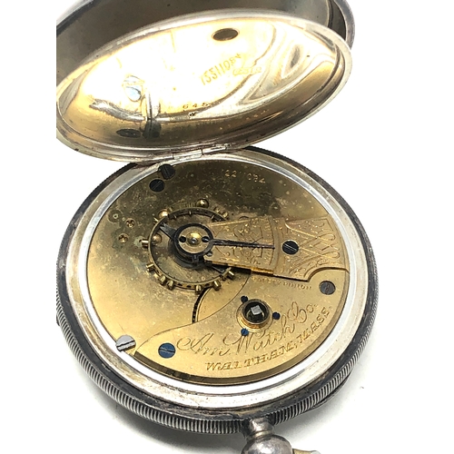 364 - Antique silver open face pocket watch waltham the watch is not ticking