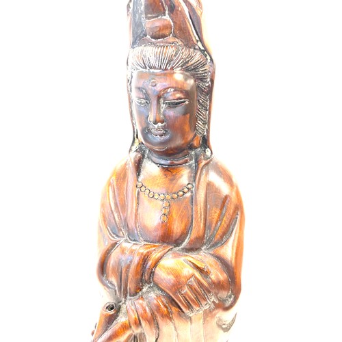 174 - Large brown Guanyin- Chinese goddess of mercy. Measures approx 39 cm