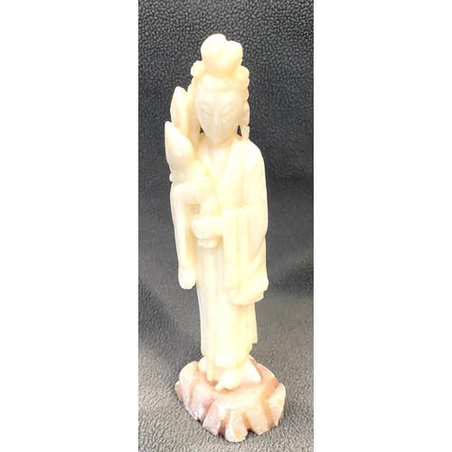 93 - Carved soap stone of Guanyin- Chinese goddess of mercy height approx 7 inches