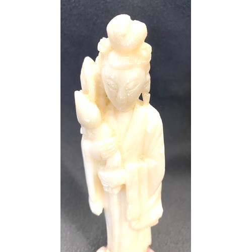 93 - Carved soap stone of Guanyin- Chinese goddess of mercy height approx 7 inches