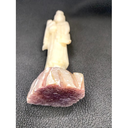 93 - Carved soap stone of Guanyin- Chinese goddess of mercy height approx 7 inches