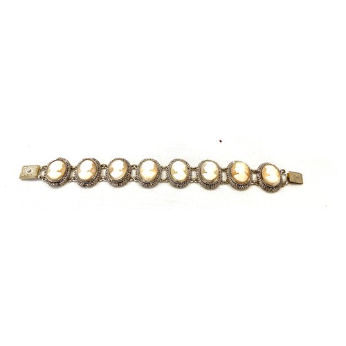 503 - Silver cameo bracelet approx 7 inches in length