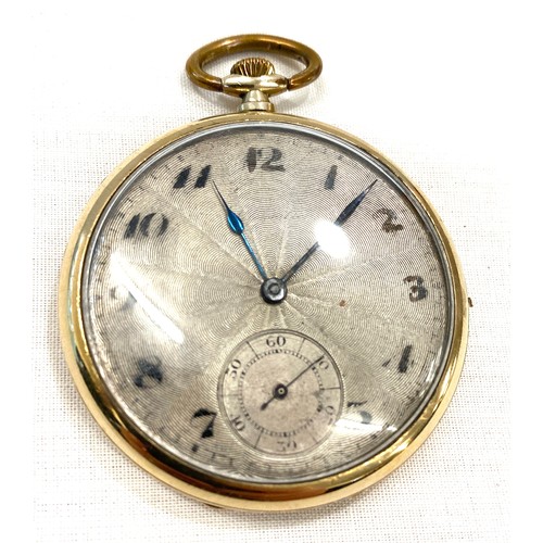 500 - Rolled gold open faced pocket watch in working order