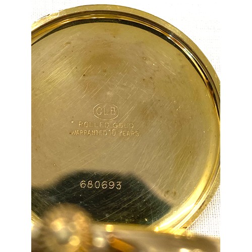 500 - Rolled gold open faced pocket watch in working order