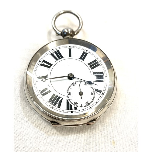 504 - Open faced silver pocket watch in working order