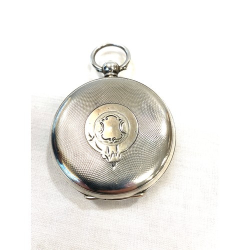 504 - Open faced silver pocket watch in working order