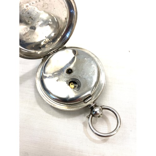 504 - Open faced silver pocket watch in working order