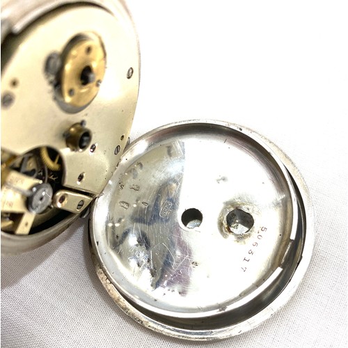 504 - Open faced silver pocket watch in working order