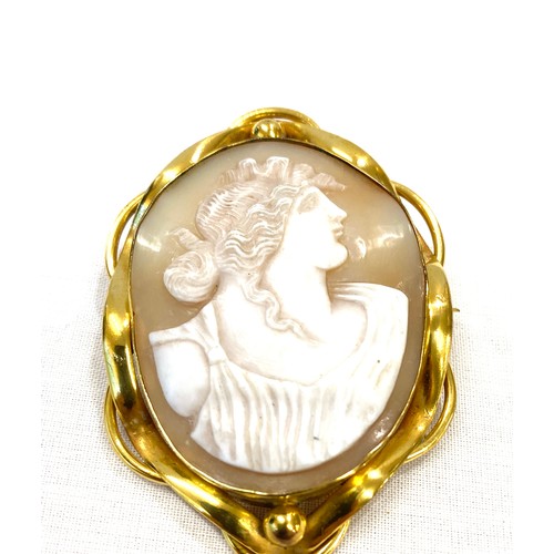 505 - Yellow metal unmarked ladies head cameo