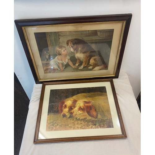 23 - 2 framed dog prints, artist to include Jean L Grew, approximate frame measurements: 18 x 25 inches