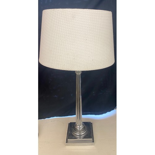 100E - Edwardian Chrome table lamp with shade, approximate height 20.5 inches