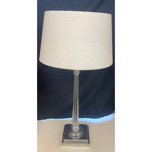 100E - Edwardian Chrome table lamp with shade, approximate height 20.5 inches