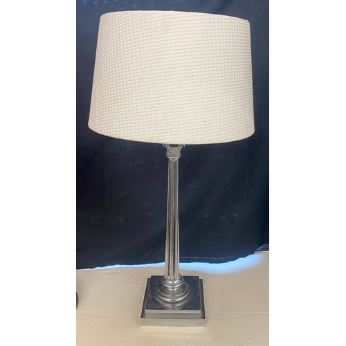 100E - Edwardian Chrome table lamp with shade, approximate height 20.5 inches