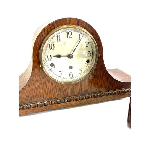 99 - Two mantel clocks one two key hole and one three key hole both with key and pendulum- untested