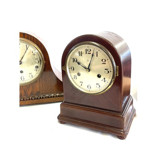 99 - Two mantel clocks one two key hole and one three key hole both with key and pendulum- untested