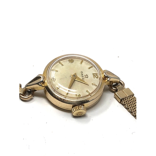 373 - ladies gold plated omega wristwatch cal 244 the watch is ticking