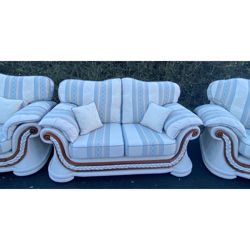 355A - Matching fabric sofa set consisting of a 3 seater, 2 seater, Armchair and matching pouffe, all in go... 