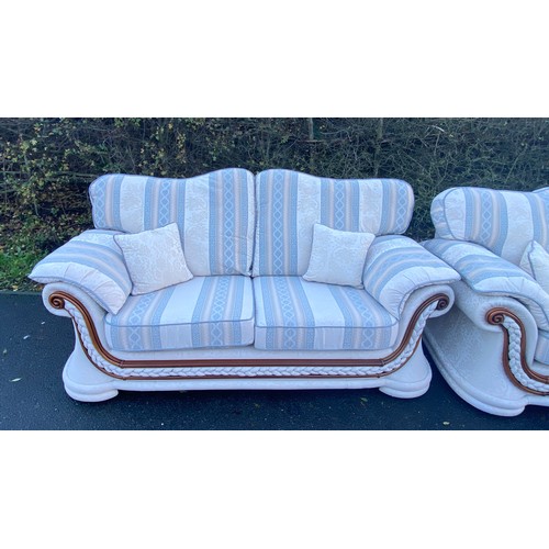 355A - Matching fabric sofa set consisting of a 3 seater, 2 seater, Armchair and matching pouffe, all in go... 