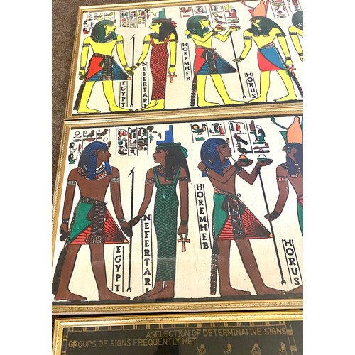 201 - Selection of Hyrogliphic alphabet and 2 Egyptian pictures leagest measures approx 18 inches tall, 39... 