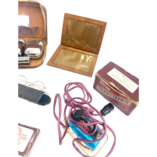 49 - Selection of miscellaneous items includes Harmonica, vintage iron etc