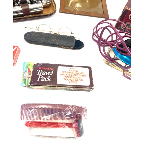 49 - Selection of miscellaneous items includes Harmonica, vintage iron etc