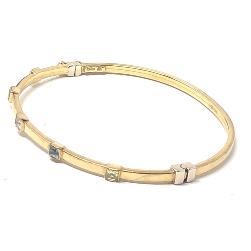 32 - 9ct gold gem set bangle weight 4.8g