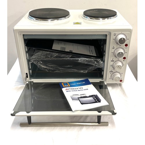 372 - Ambiano mini oven with hob 2600-3000W- Untested
Model no- TI-M0H-O218