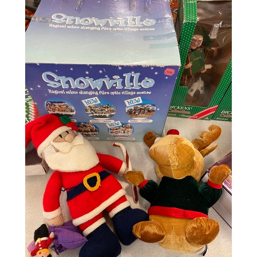 328A - Selection of Christmas items to include indoor Christmas lights, Snowville fibre optic village scene... 