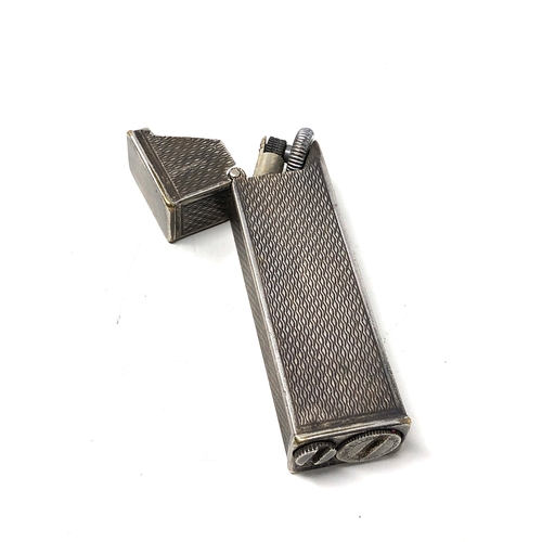 413 - Rare Art Deco silver plated Longfellow cigarette lighter. Patent No 371625 flint wheel.