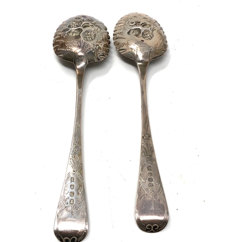 8 - 2 Antique Georgian silver berry spoons measure approx 22cm long weight 104g