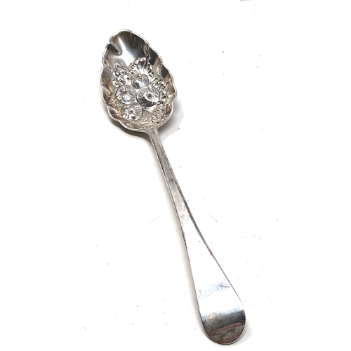 9 - pair  Antique Georgian silver berry spoon each measure approx 21cm long weight 122g