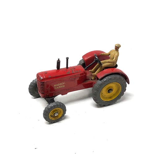 395 - Early original Boxed Dinky toys 27ak massey harris tractor no hay rake