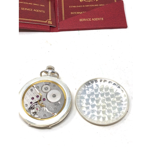 364 - Boxed Rotary Sterling Silver Half Hunter Pocket Watch the watch is ticking original box and booklets