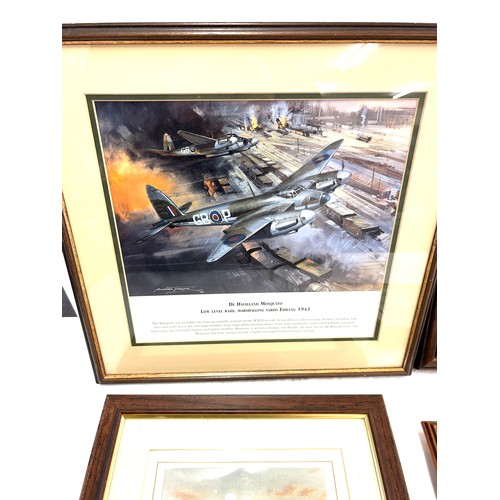 91 - Selection of vintage framed aeroplane prints signed largest measures 17 inches high by 17 inches wid... 