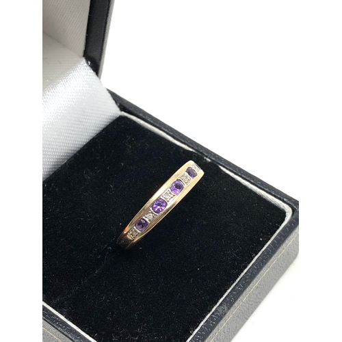 29 - 9ct gold amethyst & diamond ring weight 1.5g