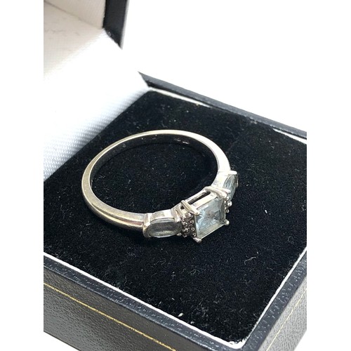 42 - 9ct white gold gem set  & diamond ring weight 2.9g