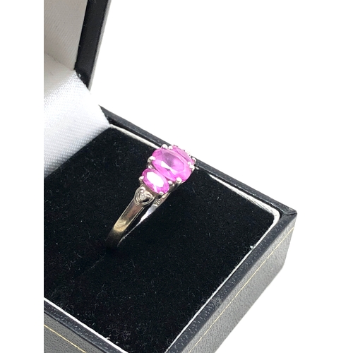 43 - 9ct white gold pink sapphire & diamond ring weight 2.3g