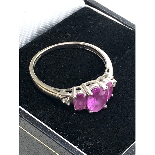 43 - 9ct white gold pink sapphire & diamond ring weight 2.3g