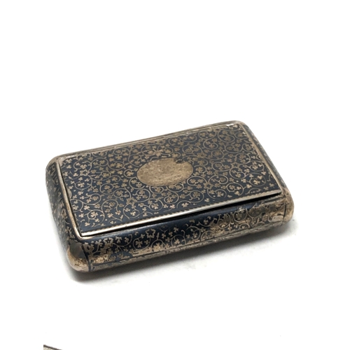 61 - Continental silver & niello snuff box german 900 silver hallmark