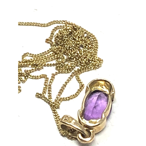 51 - 9ct gold amethyst pendant necklace weight 1.3g