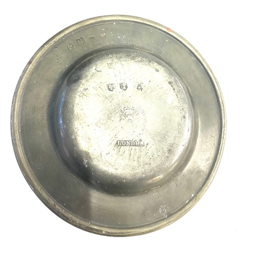 25 - Pewter plate and a tally ho money box